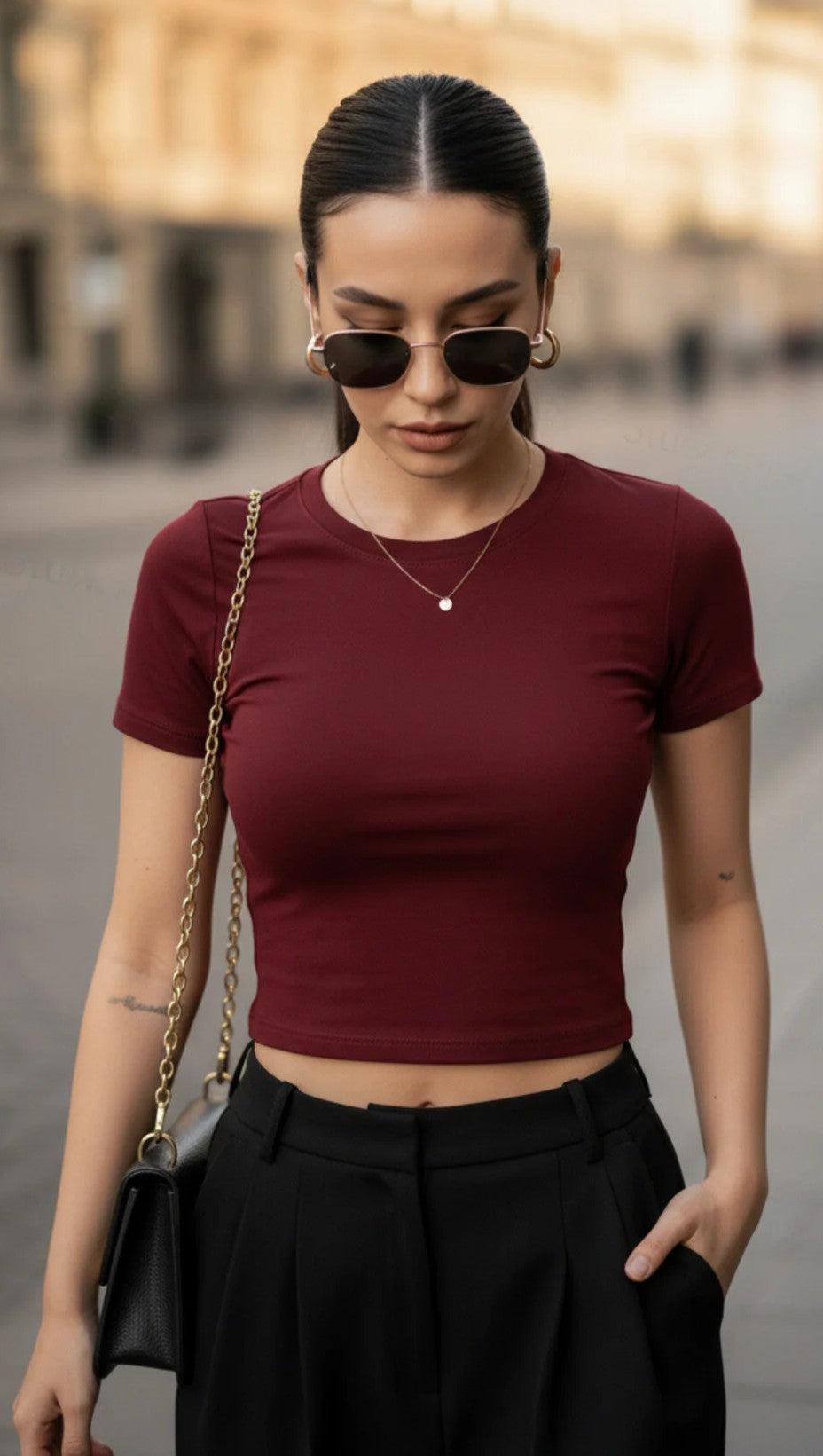 Basic Crop Fit Kadın Tişört