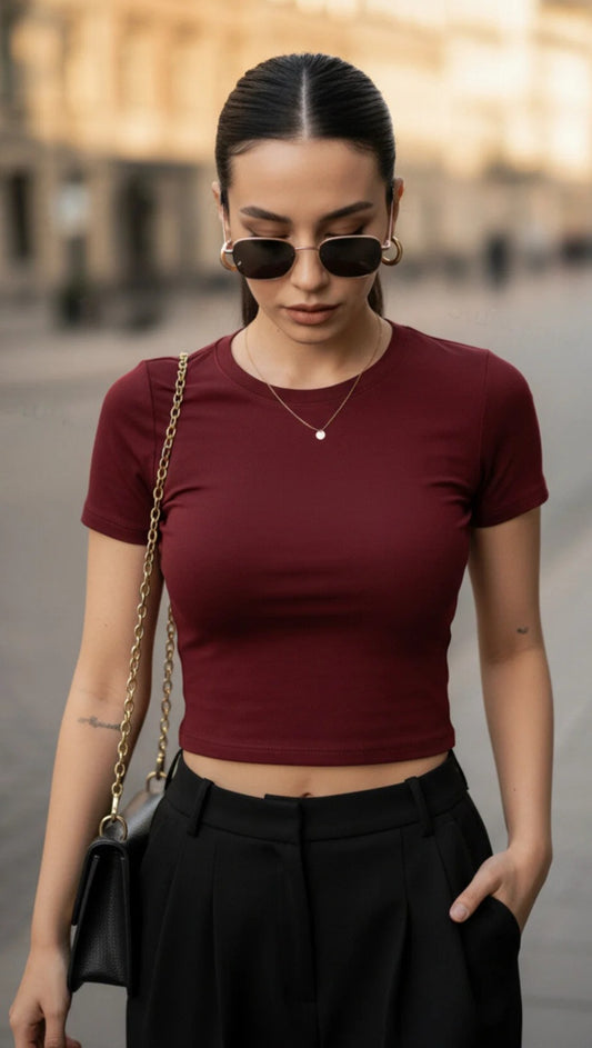 Basic Crop Fit Kadın Tişört