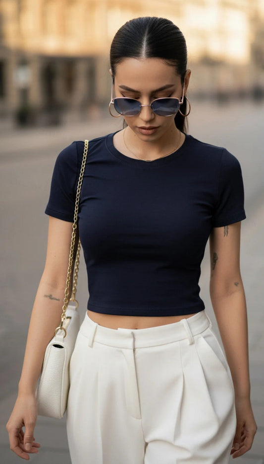 Basic Crop Fit Kadın Tişört