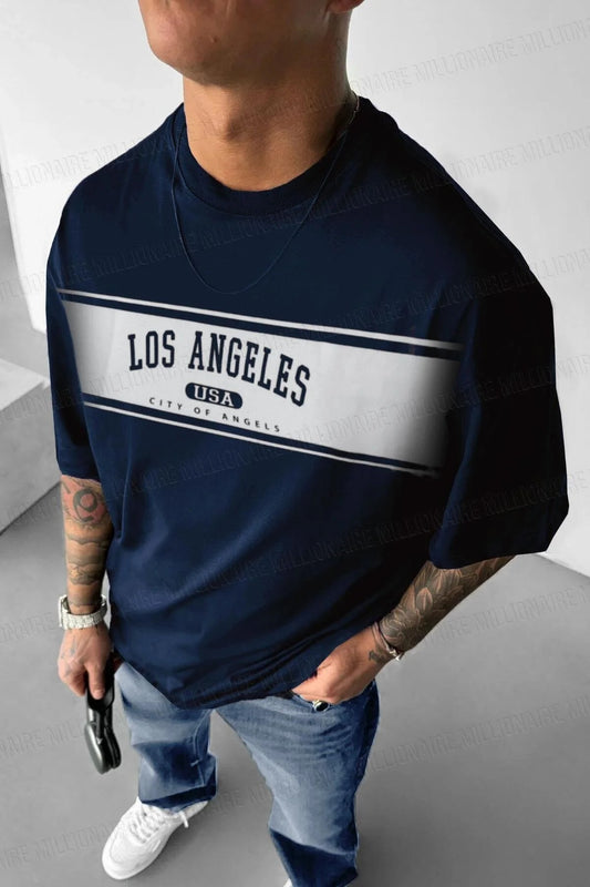 Los Angeles Baskılı Oversize Erkek Tişört
